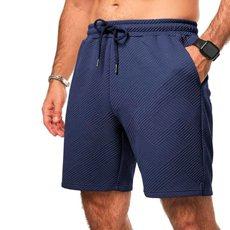 Men's Shorts – Loose Fit – Breathable Fabric – Zigzag Pattern – Drawstring Waist