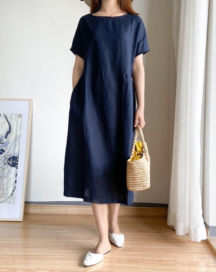 Ladies midi dress – Loose fit – Breathable material – Short sleeve – Casual style