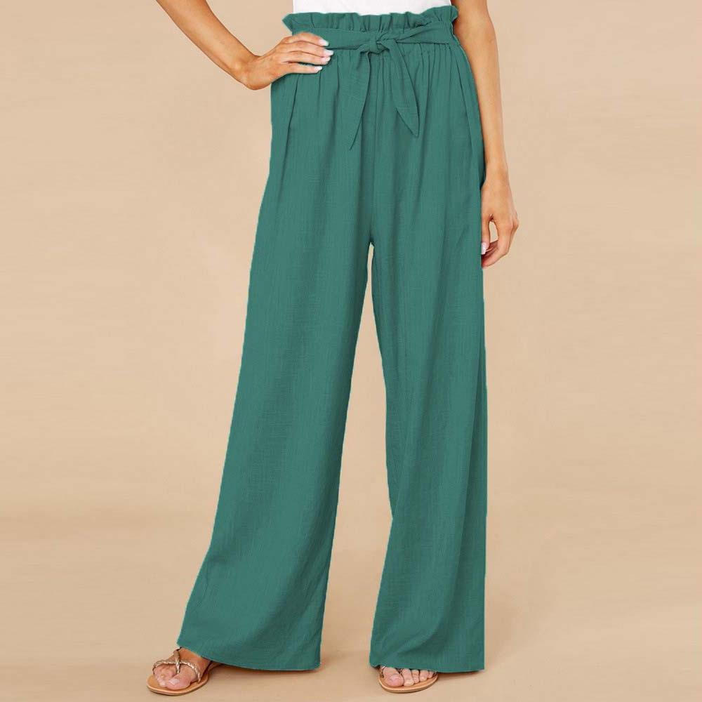 Women's Pants – High Waist – Wide Legs – Elastic Waistband – Breathable Fabric