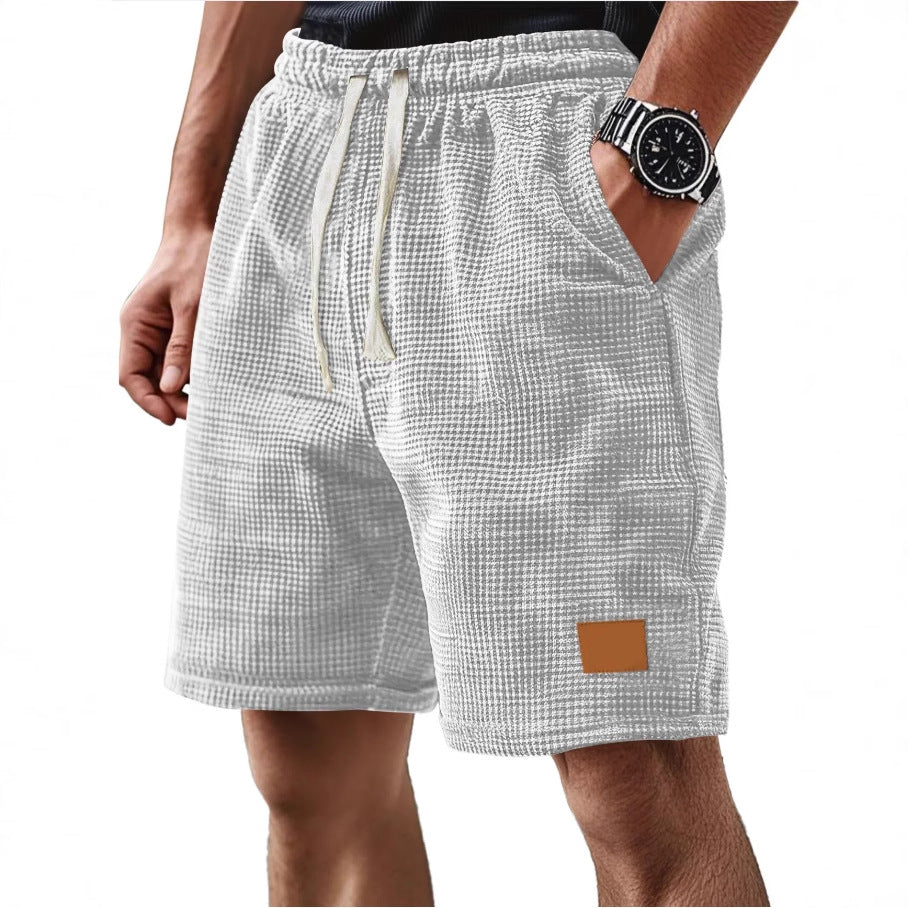 Men's Short – Relaxed Fit – Waffle Texture – Breathable Soft Knit – With Drawstring Closure