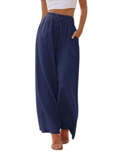 Ladies Trousers – Wide Legs – Relaxed Fit – Breathable – Drawstring Waist – Pockets