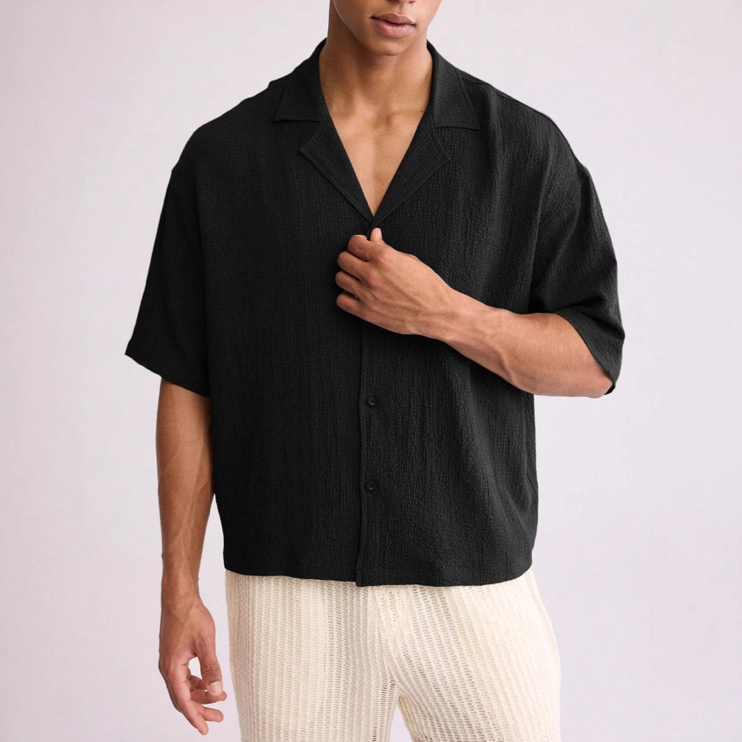 Men's Short Sleeve Shirt – Relaxed Fit – Airy Texture – Breathable Casual Style