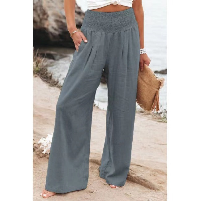 Eloïse | Cotton-Linen Pants With High Waist