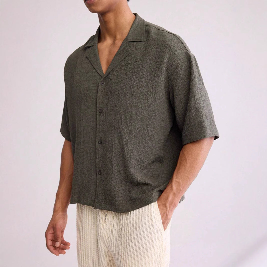 Men's Short Sleeve Shirt – Relaxed Fit – Airy Texture – Breathable Casual Style