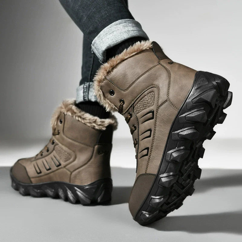 Men's lace-up boots – High shaft – Imitation leather – Warm lining – Grip sole