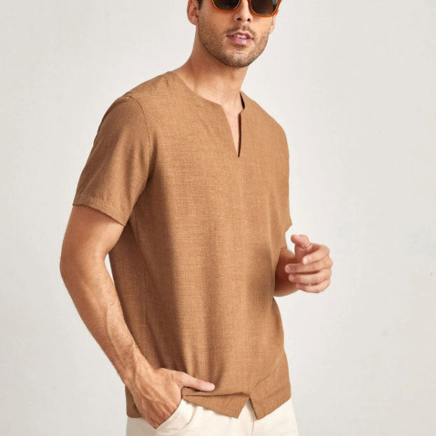 Men's T-shirt – Oversized Fit – V-Neck – Breathable – Short Sleeve – Casual Look