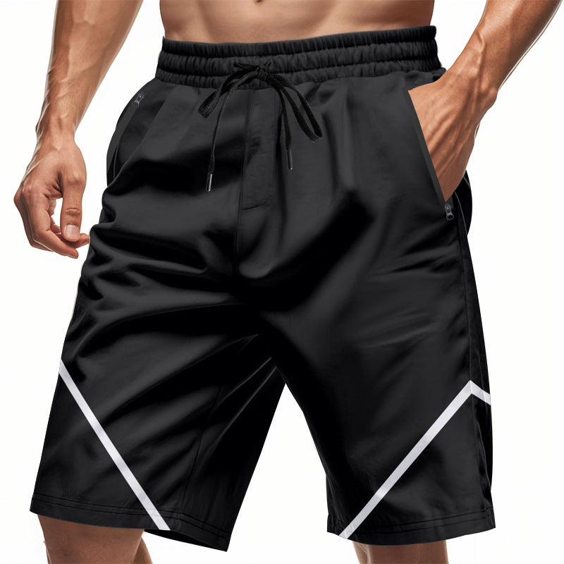 Men's Sport Shorts – Quick-Drying – Loose Fit – Knee-Length – Zipper Pockets – Drawstring