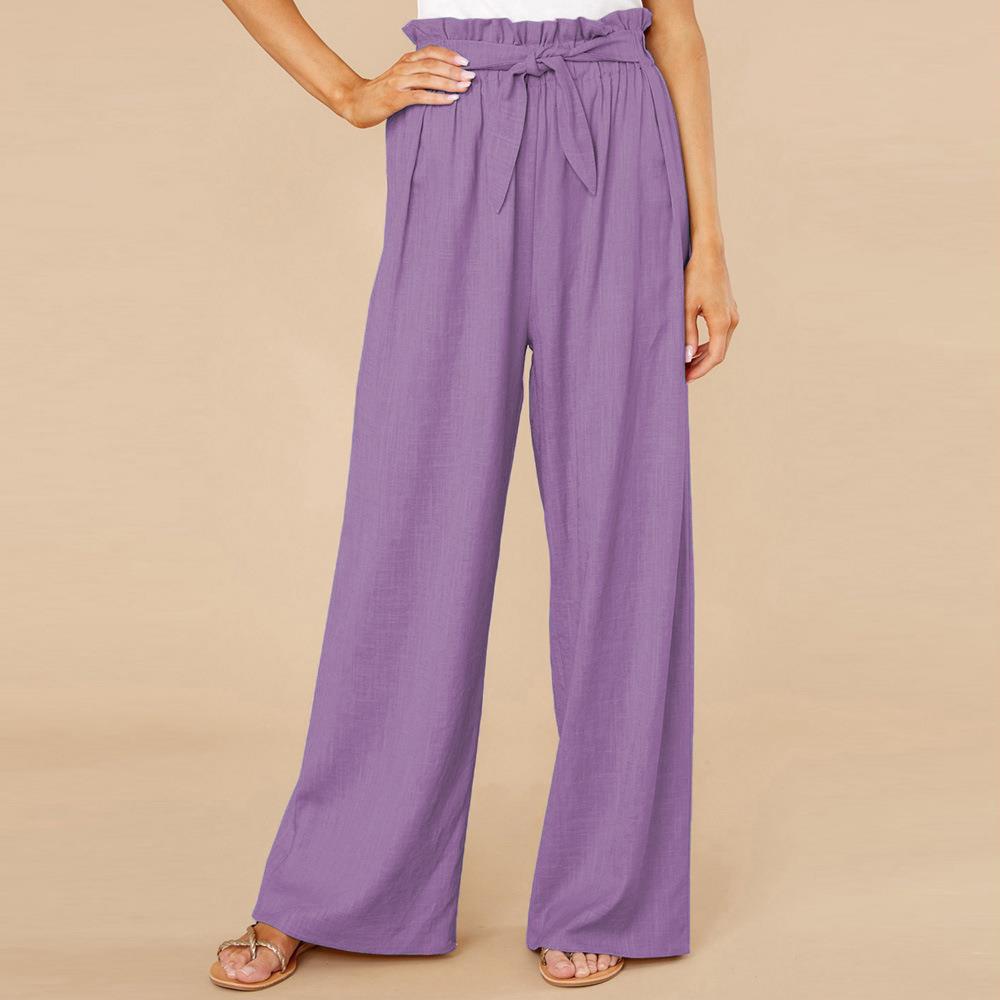 Women's Pants – High Waist – Wide Legs – Elastic Waistband – Breathable Fabric