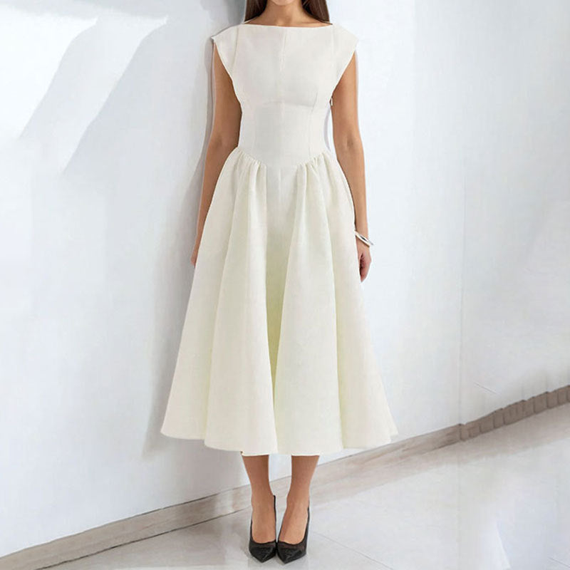 Women's midi dress – A-line silhouette – Fitted – Sleeveless with back detail