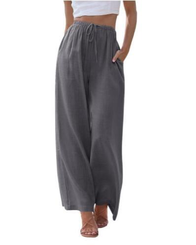 Ladies Trousers – Wide Legs – Relaxed Fit – Breathable – Drawstring Waist – Pockets