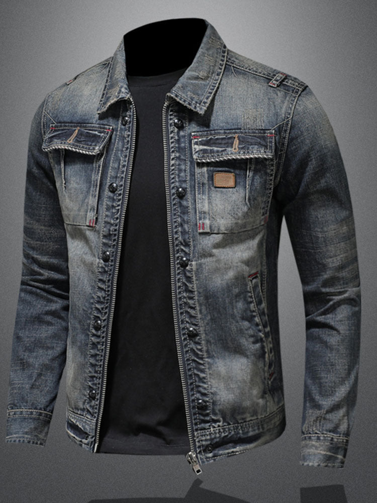 Men's denim jacket – Regular fit – Button closure – Chest pockets – Casual style