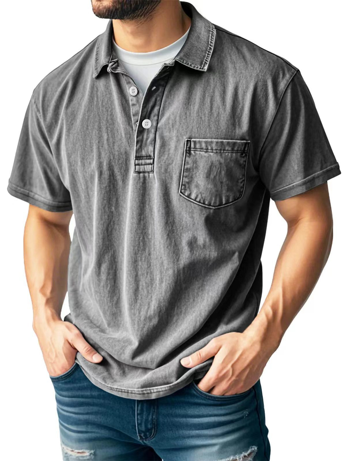 Men's polo shirt – Relaxed Fit – Breathable Material – Short Sleeves – Chest Pocket