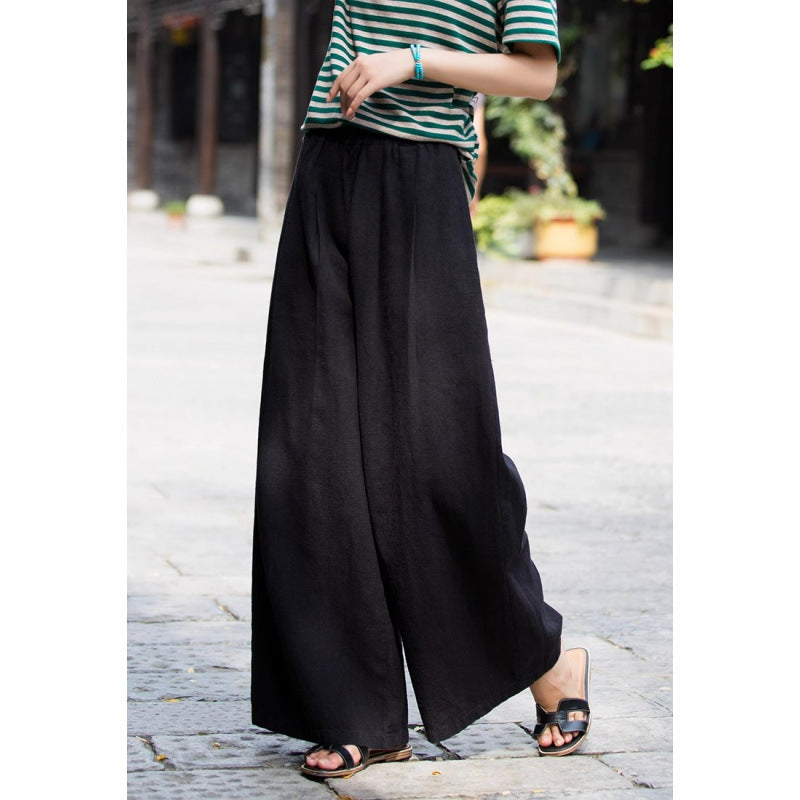 Women's Pants – Wide Legs – Breathable Material – Elastic Waist – Relaxed Fit