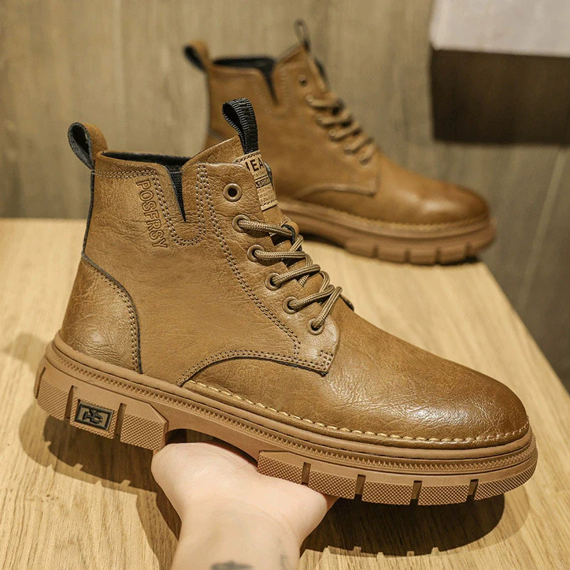 Men's Ankle Boots – Lace-Up Closure – Sturdy Structure – Rubber Tread Sole