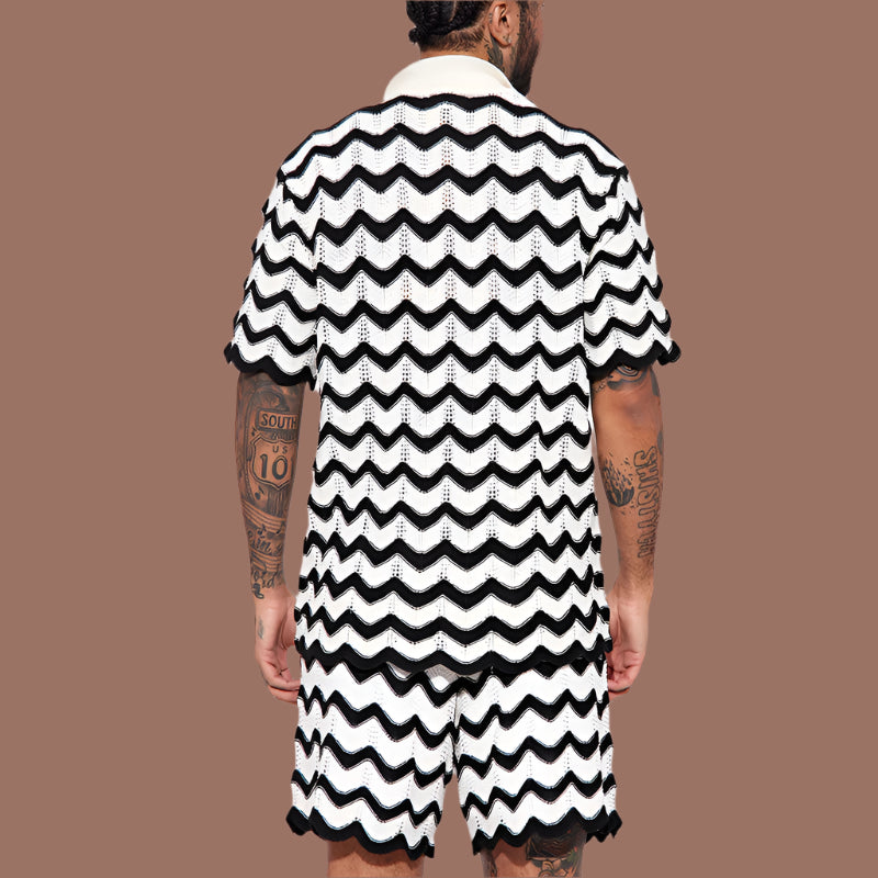 Men's polo shirt – Relaxed fit – Breathable eyelet pattern – Short sleeve casual style