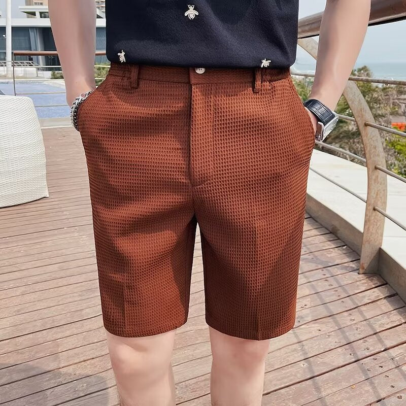 Men's Chino Shorts – Slim Fit – Luxurious Texture – Button Closure – Knee Length