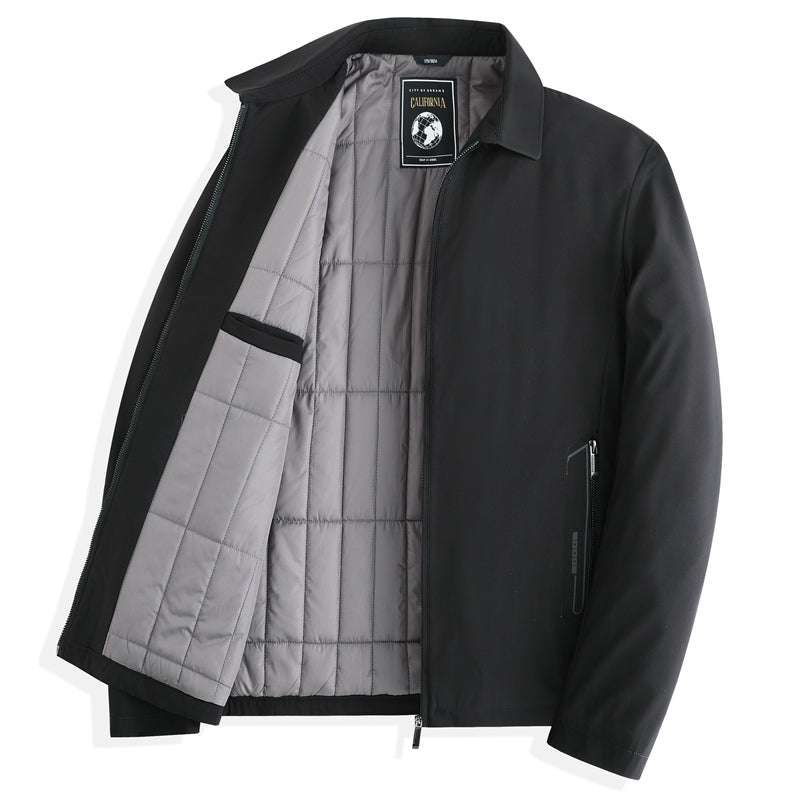 Men's Jacket – Tailored Fit – Padded Lining – Lapel Collar – Zipper Closure