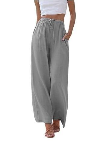 Ladies Trousers – Wide Legs – Relaxed Fit – Breathable – Drawstring Waist – Pockets