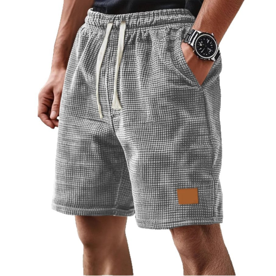Men's Short – Relaxed Fit – Waffle Texture – Breathable Soft Knit – With Drawstring Closure