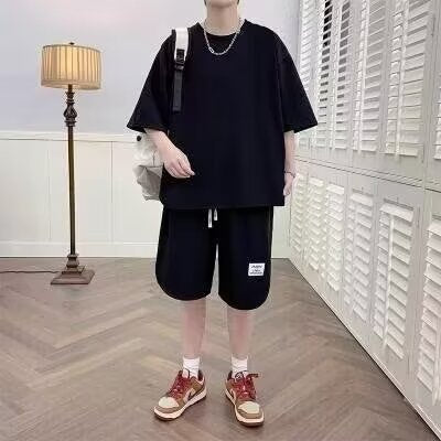 Men's Tracksuit – Cotton – Relaxed Fit – T-shirt with Short Sleeves – Shorts