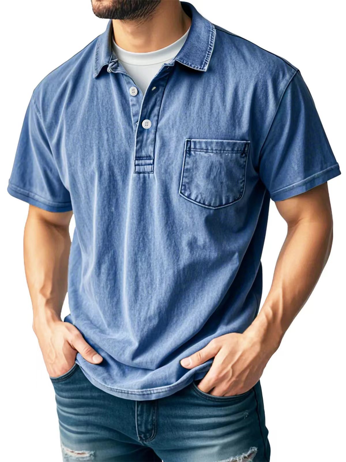 Men's polo shirt – Relaxed Fit – Breathable Material – Short Sleeves – Chest Pocket