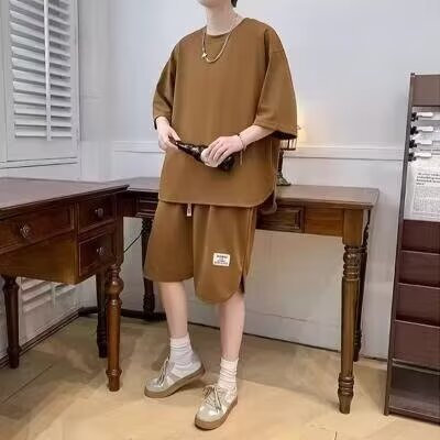 Men's Tracksuit – Cotton – Relaxed Fit – T-shirt with Short Sleeves – Shorts