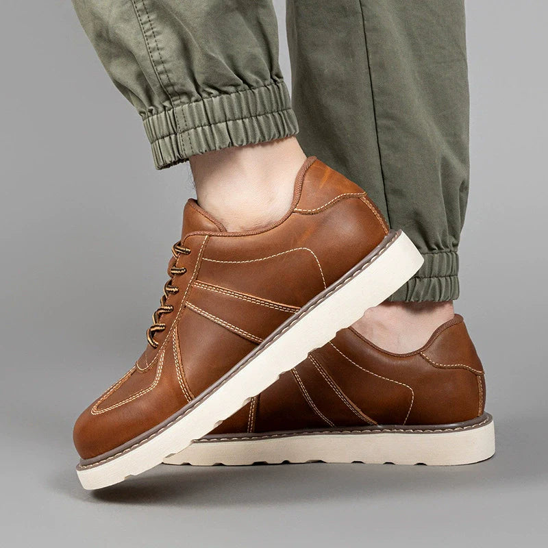Men's Low Lace-Up Shoes – Leather – Thick Sole – Retro Workwear Style