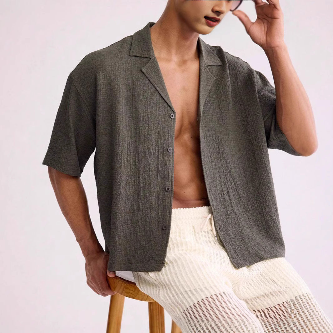 Men's Short Sleeve Shirt – Relaxed Fit – Airy Texture – Breathable Casual Style