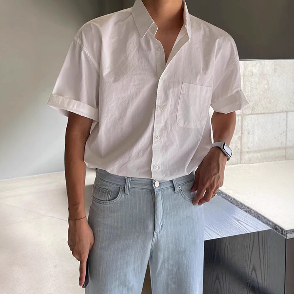 Men's Short Sleeve Shirt – Relaxed Fit – Cotton – Casual Button-Down With Chest Pocket