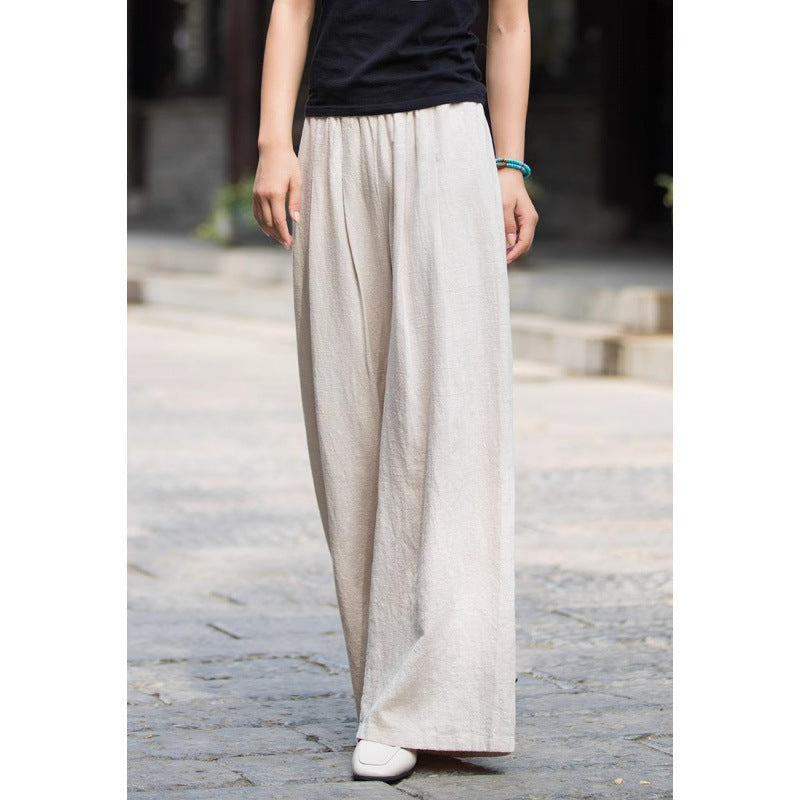 Women's Pants – Wide Legs – Breathable Material – Elastic Waist – Relaxed Fit