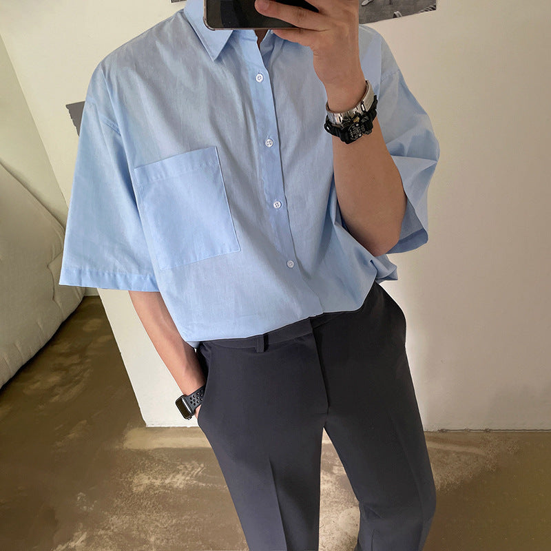 Men's Short Sleeve Shirt – Relaxed Fit – Cotton – Casual Button-Down With Chest Pocket