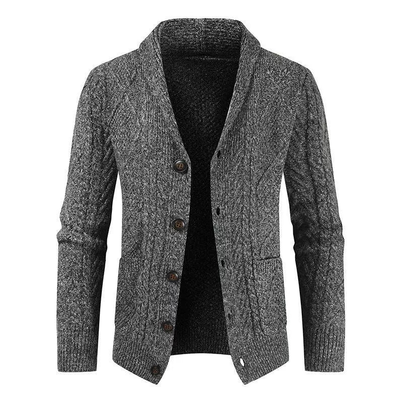 Men's cardigan – Cable knit – Regular fit – Shawl collar – Button fastening – Side pockets
