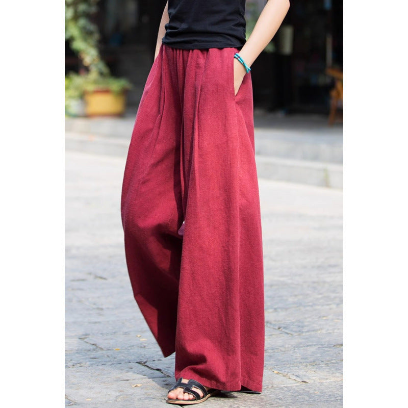 Women's Pants – Wide Legs – Breathable Material – Elastic Waist – Relaxed Fit