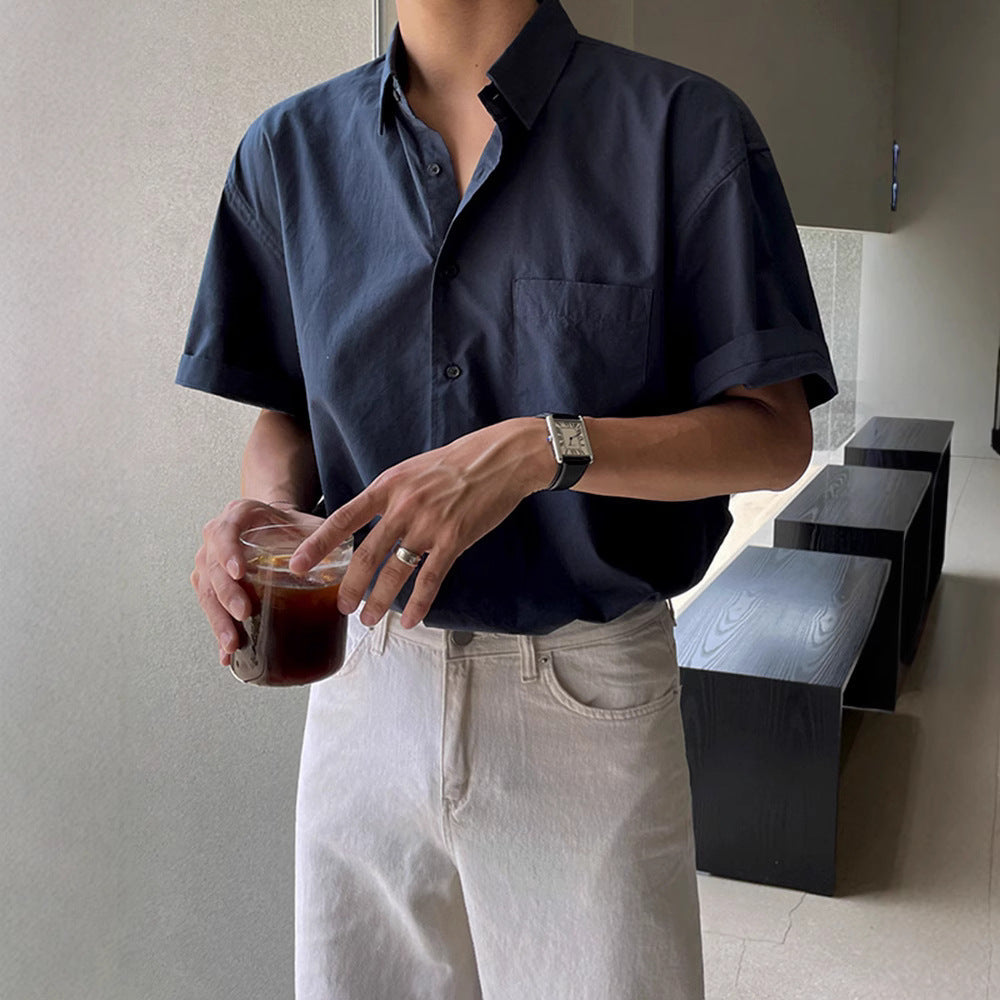 Men's Short Sleeve Shirt – Relaxed Fit – Cotton – Casual Button-Down With Chest Pocket