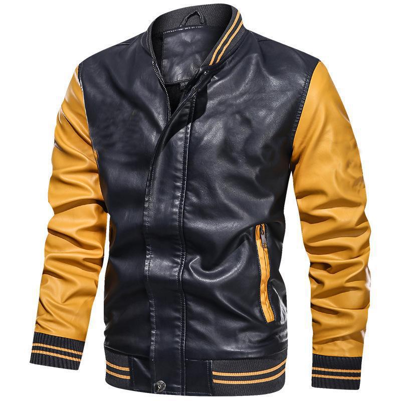 Men's Jacket – Slim Fit – Faux Leather – Zip Pockets – Ribbed Cuffs – Waist Length