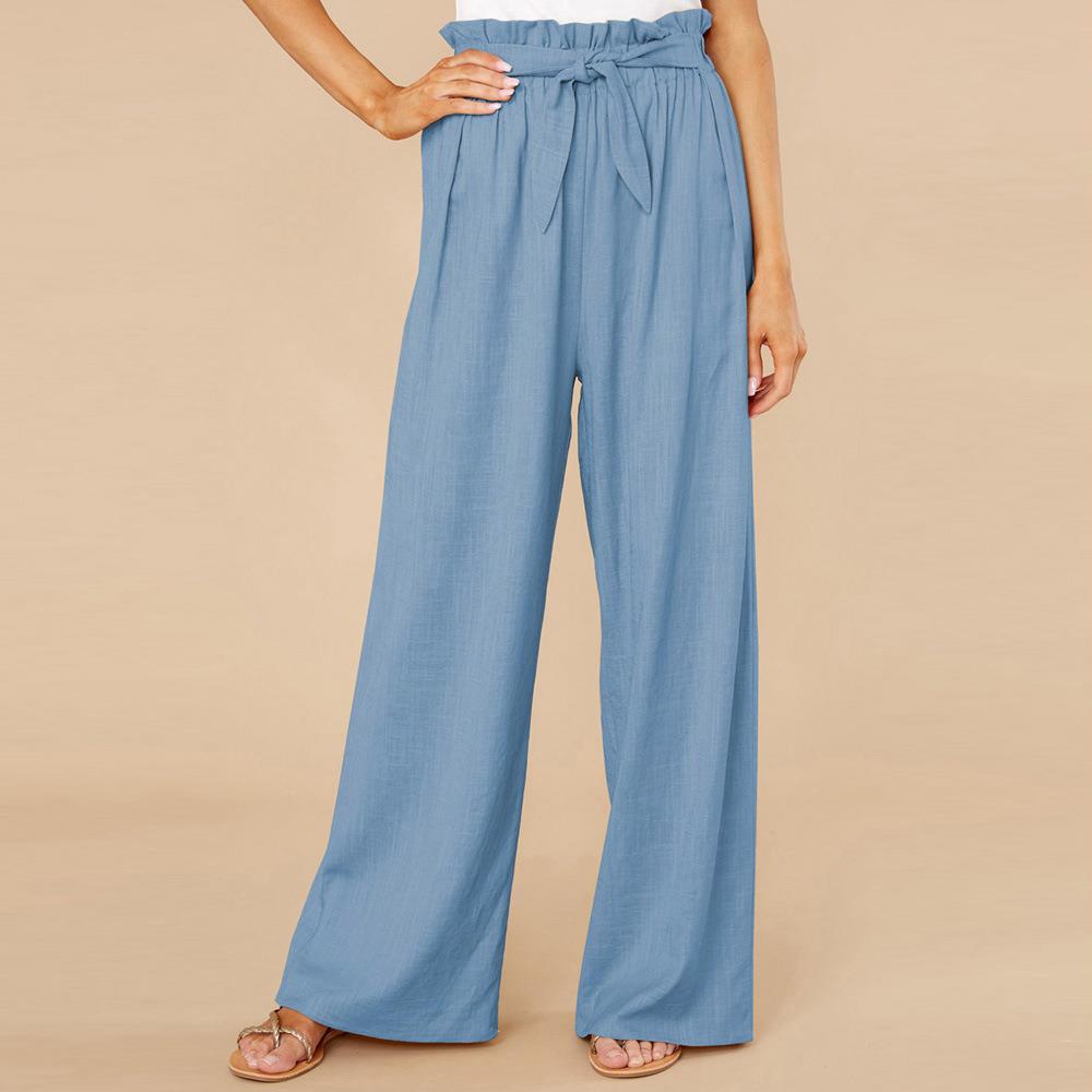 Women's Pants – High Waist – Wide Legs – Elastic Waistband – Breathable Fabric