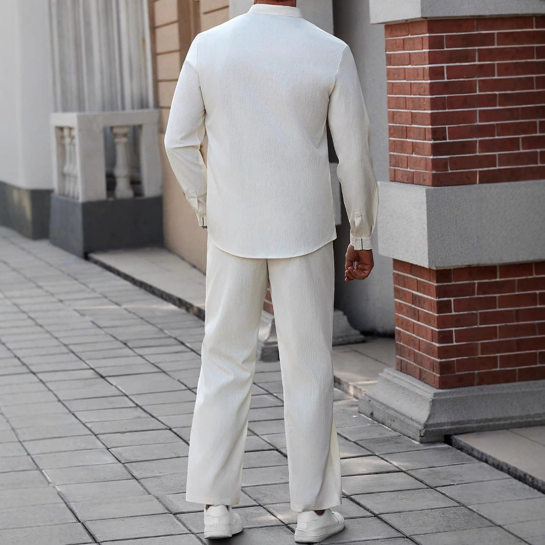 Men's Henley Shirt – Natural Fabrics – Relaxed Fit – Lace-up Closure – Band Collar