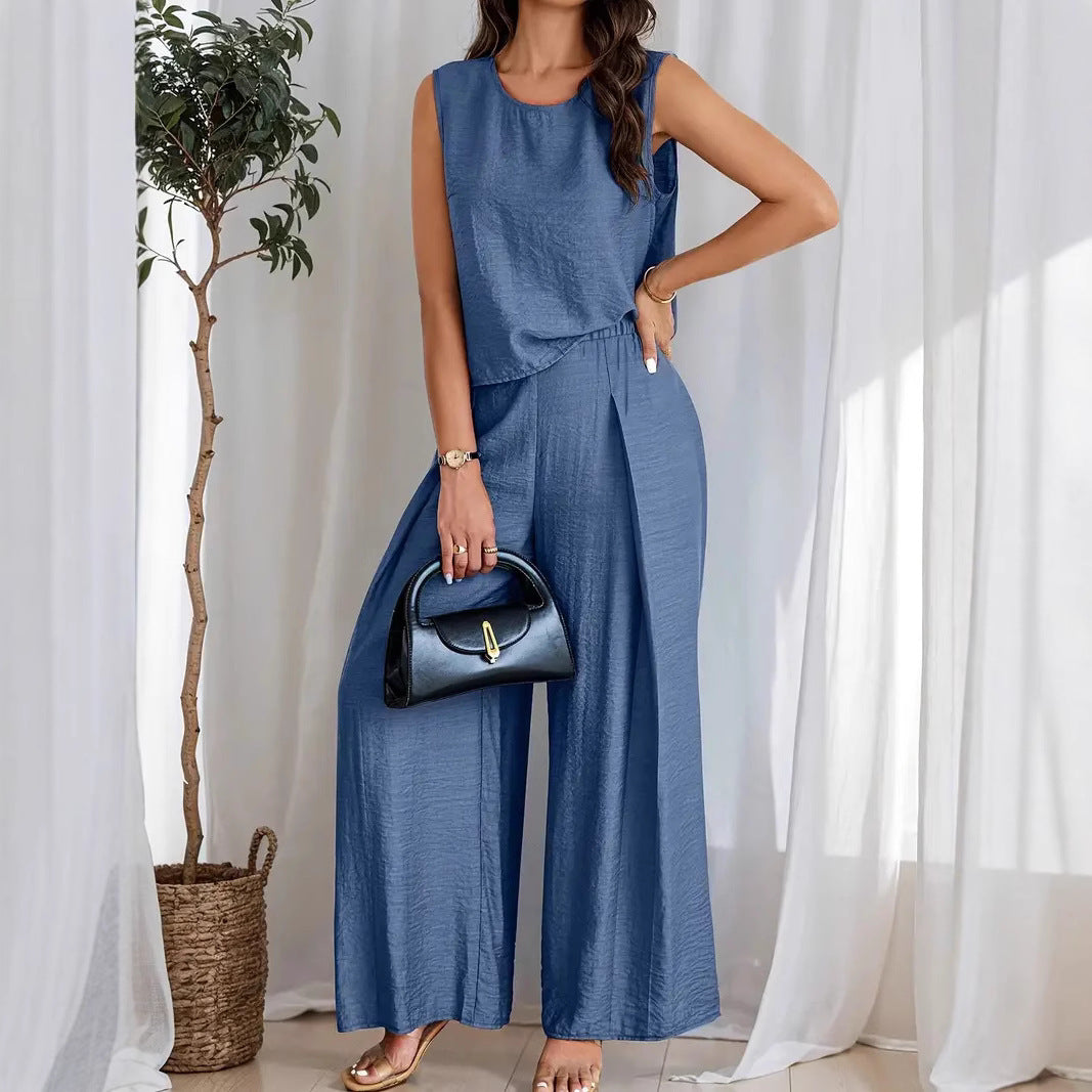 Ladies Pants – Wide Leg – High Waist – Front Pleat – Breathable Linen Cotton