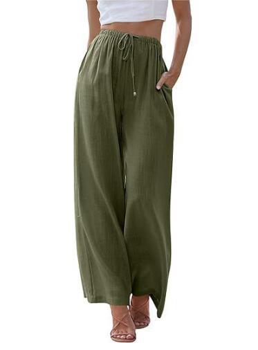 Ladies Trousers – Wide Legs – Relaxed Fit – Breathable – Drawstring Waist – Pockets