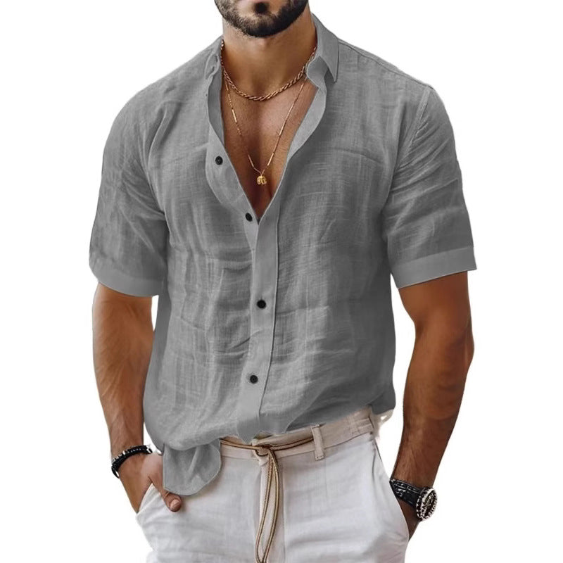 Heren Overhemd – Relaxed Fit – Ademend Materiaal – Korte Mouwen – Borstzak