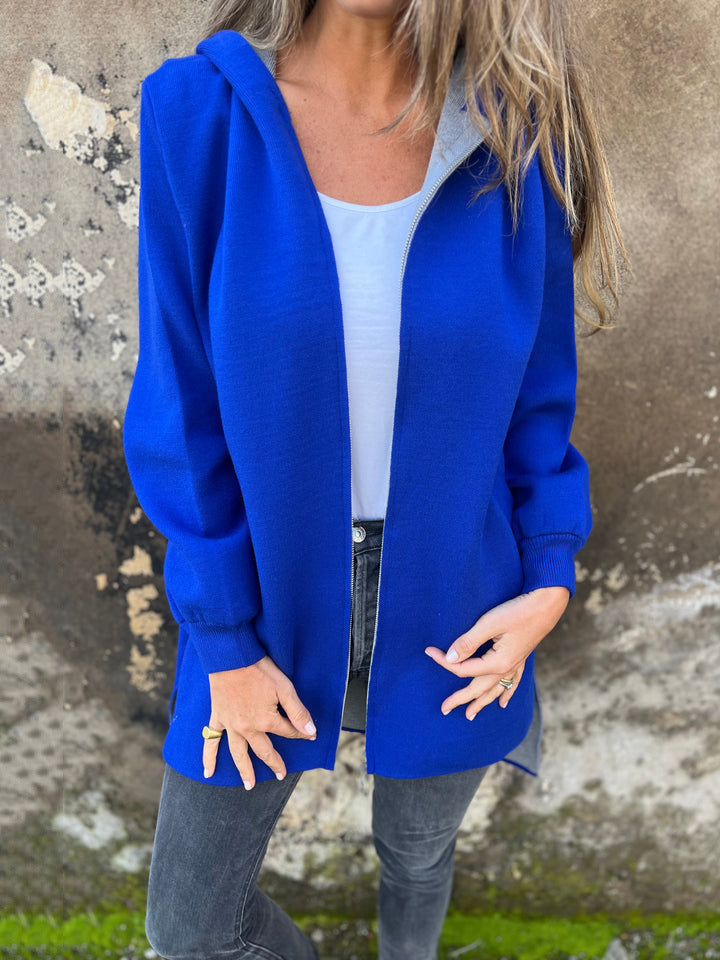 Women's Hooded Jacket – Cotton Blend – Relaxed Fit – Mid-length with Zipper and Hood