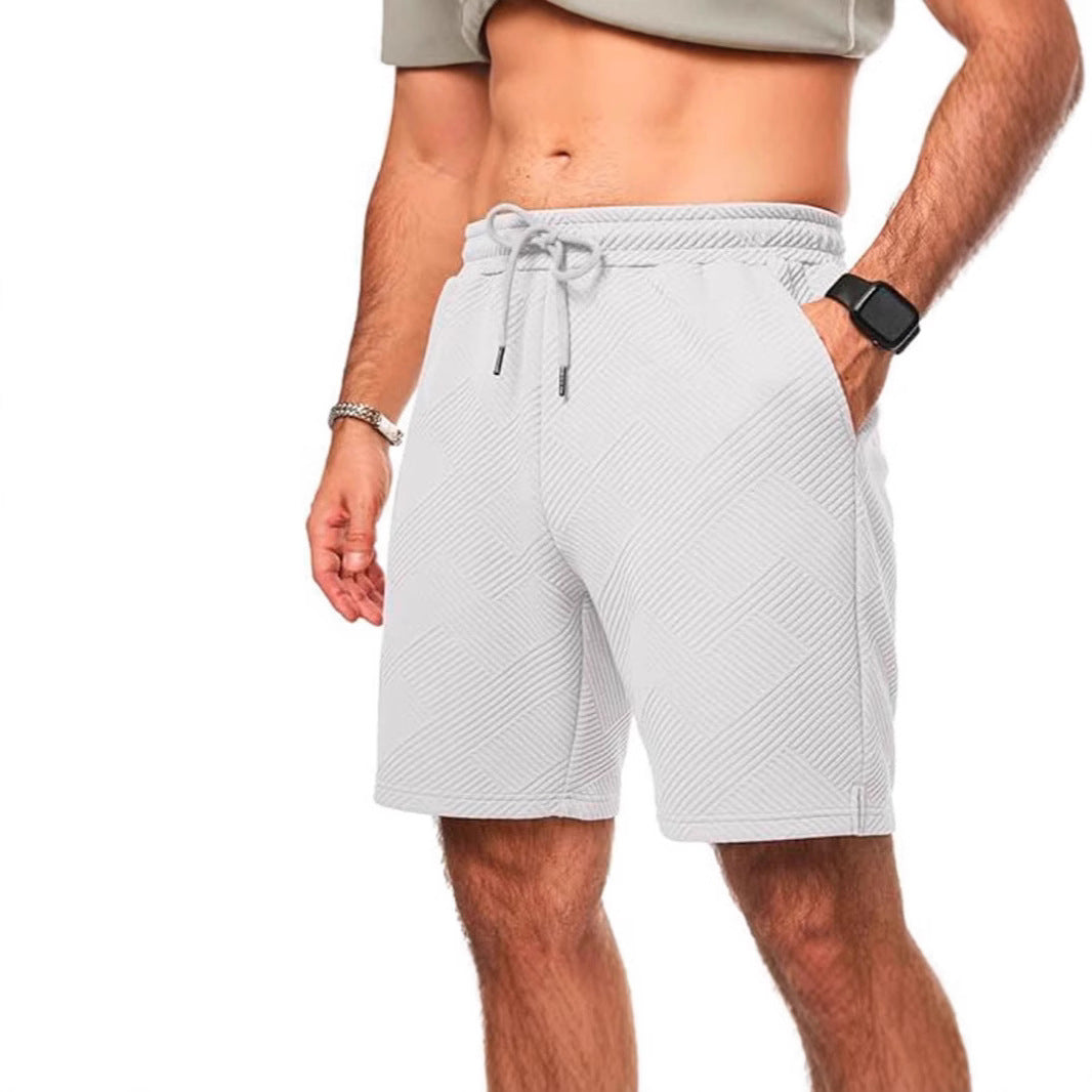 Men's Shorts – Loose Fit – Breathable Fabric – Zigzag Pattern – Drawstring Waist