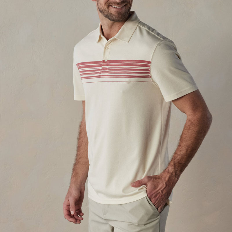 Men's Polo Shirt – Slim Fit – V-Neck with Button Closure – Breathable Material – Striped