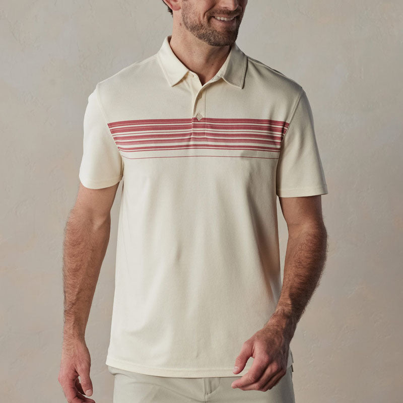 Men's Polo Shirt – Slim Fit – V-Neck with Button Closure – Breathable Material – Striped