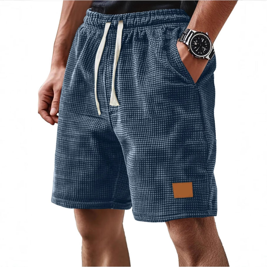 Men's Short – Relaxed Fit – Waffle Texture – Breathable Soft Knit – With Drawstring Closure