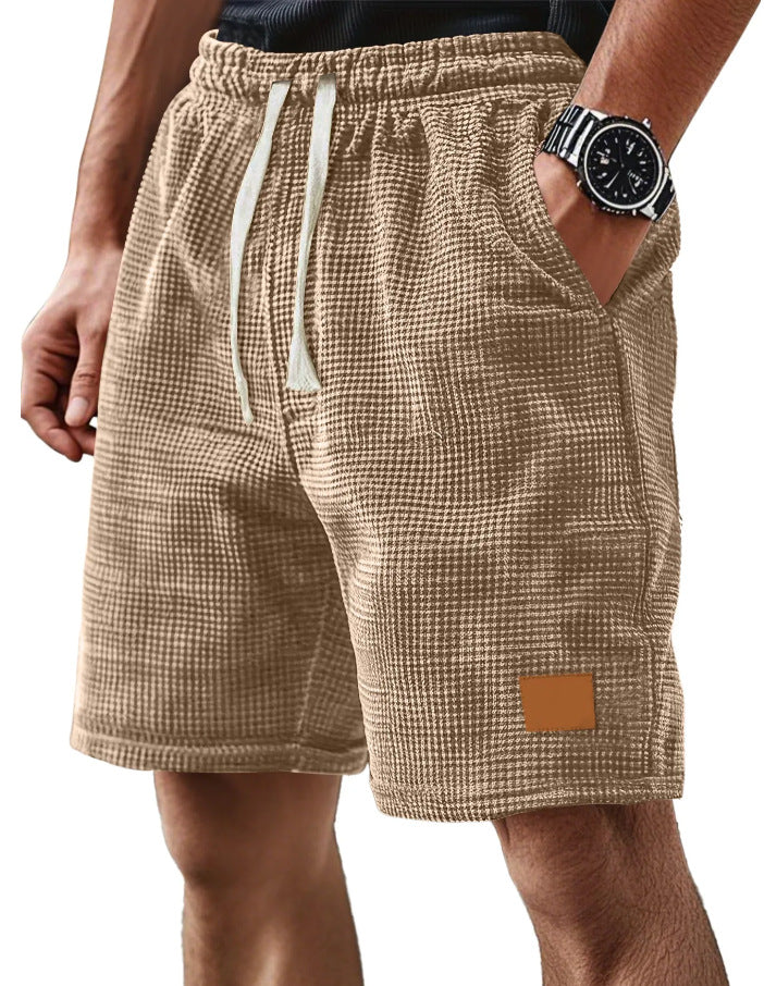 Men's Short – Relaxed Fit – Waffle Texture – Breathable Soft Knit – With Drawstring Closure