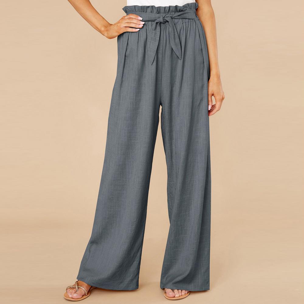 Women's Pants – High Waist – Wide Legs – Elastic Waistband – Breathable Fabric