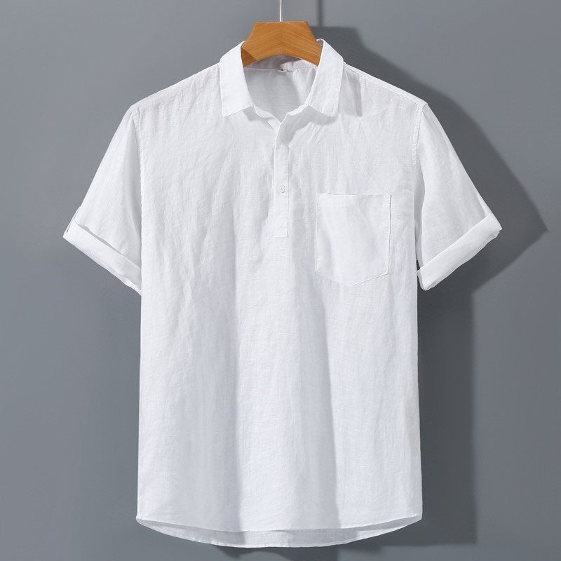 Men's Polo Shirt – Relaxed Fit – Short Sleeve – Chest Pocket – Breathable Natural Fabric