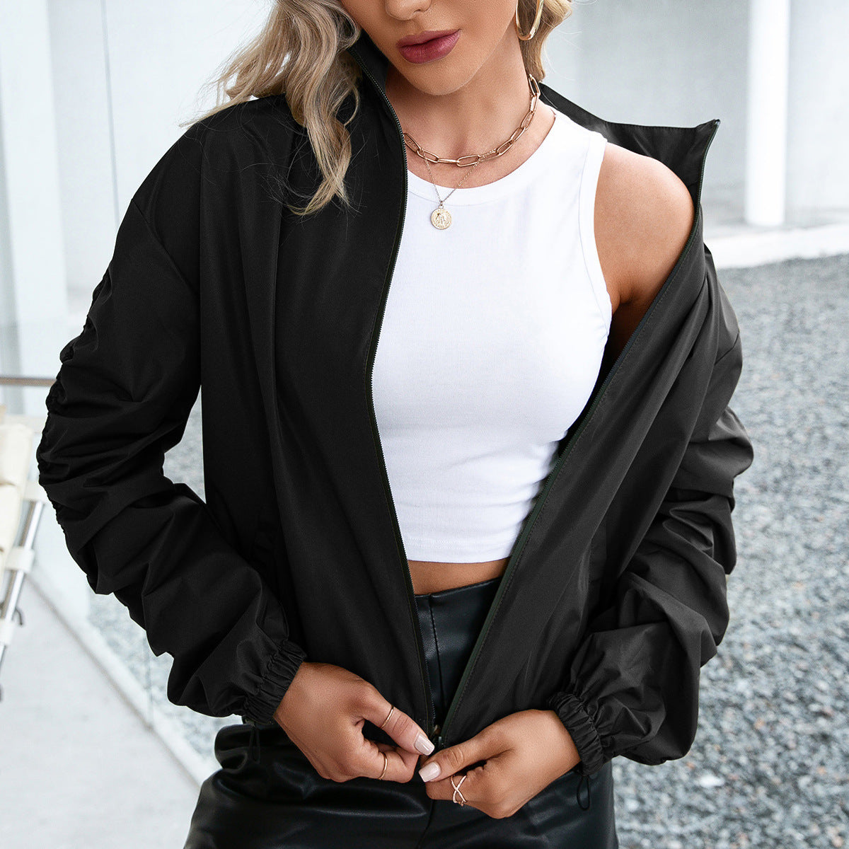 Ladies Outdoor Jacket – Waterproof – Relaxed Fit – Zip Closure – High Collar