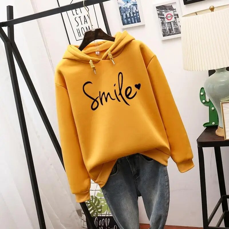 Samy - Leuke Hoodie met "Smile" Graphic voor Dames | Ideaal voor Herfst/Winter